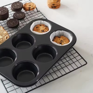Molde Metálico Antiadherente para Hornear Brownies y Muffins de 6 Tazas con Molde de Silicona para Pastel y Cupcakes, Bandeja de Acero al Carbono para Hornear - Product Image 2