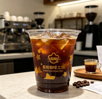 Gobelets jetables transparents en PET de 98 mm avec couvercles, 12 oz, 14 oz, 16 oz, 18 oz, 20 oz, 24 oz, logo personnalisé pour café glacé, thé Boba