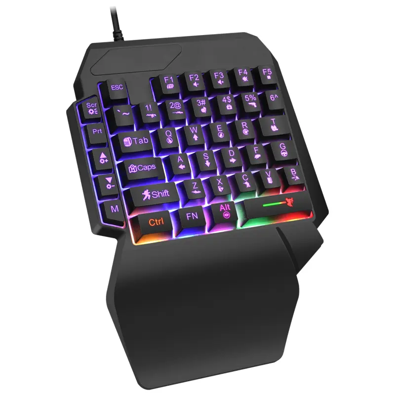 One Single Handed Gaming Keyboard RGB Backlit 40 Keys Portable Mini Gaming Keypad Ergonomic Game Controller for PC Gamer