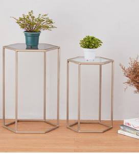 Juego moderno de estilo europeo nórdico de 2 mesas de centro anidadas hexagonales <span class=keywords><strong>Mesa</strong></span> De Caf - Product Image 3