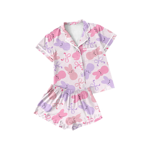 Preorder Easter <strong>Bunny</strong> Bows Cute Little <strong>Girls</strong> Buttons Pajamas Shorts <strong>Outfits</strong> Adult's Women Pajamas Family Mommy and Me Sleepwear - Product Image 2