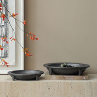 Assiette à dîner créative de cuisine moléculaire japonaise Ciment noir Cuivre Polydisk Fruit Bowl Centerpiece Décoratif pour un usage domestique