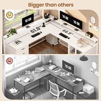 Meja Gaming Lipat Bentuk L yang Dapat Disesuaikan untuk Kantor Rumah dengan 4 Laci, Dudukan Monitor dan CPU, Warna Putih, Pemasangan Cepat