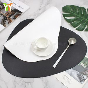 Double-Sided PU Leather Place Mats Irregular Washable <b>Placemats</b> Heat Resistant Non-Slip Place Pad - Product Image 4