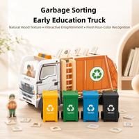 Camion de recyclage en bois en gros, jouet de tri des déchets, éducation environnementale, jeu d'imitation, jouet d'apprentissage Montessori, OEM ODM