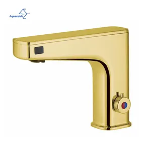 Modern Gold Automatic Sensor Touchless hotel Integrated Basin Faucet with Soap Dispenser