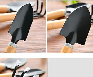 Ensemble d'outils de jardin en acier inoxydable avec manche en bois, pelle et râteau pour la plantation, le désherbage et l'entretien du sol - Product Image 3