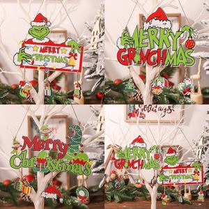 Nuevo letrero navideño transfronterizo de Feliz Navidad, adornos navideños, colgante de madera del Grinch, adorno de letras excentricas - Product Image 3