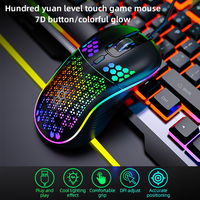 Ratón Gaming de Oferta 7200DPI, Mouse Ergonómico 6D con RGB, Óptico con Cable USB para Computadora, Oficina y Jugadores, Diseño de Panal