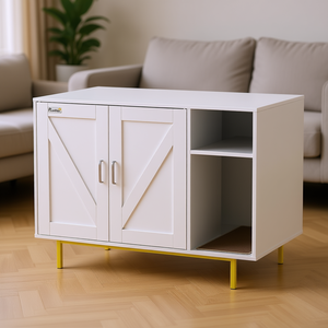 Mesa auxiliar Pawhut de 31.5 x 20 x 24 pulgadas con caja para arena de gatos, rascador y almacenamiento para sala de estar o dormitorio - Product Image 2