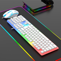 Lantronlife GTX-350 RGB Ps/2 Numeric Keypad Gaming Keyboard Mouse Combo Kabel USB - Putih