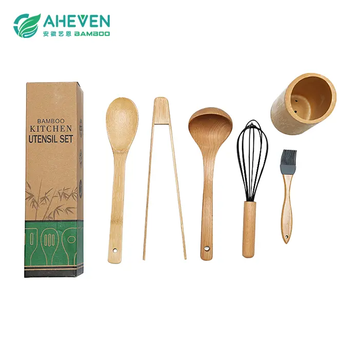 High quality food grade kitchen wooden utensil set for ckking tools with good price