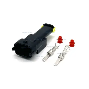 2 Pin Male Waterproof Automotive Fuel Nozzle Plug Crankshaft Sensor Wire Harness Connector