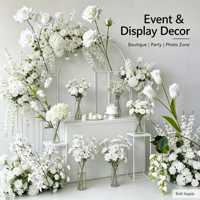 Fleur artificielle à tige unique de la série blanche pour la décoration de salle de mariage, vitrine, maison, arrangement floral DIY, fleur de simulation