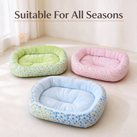 Canapé-lit pour animaux de compagnie, chien et chat, floral, toutes saisons, coussin doux, nid douillet avec tissu ultra-doux en cristal et rembourrage en coton pour une utilisation en intérieur