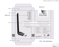 Adaptor USB WiFi ALFA Network Merek Baru 150M Tanpa Driver, Antena High Gain 3dBi, Mendukung Desktop Laptop, Adaptor Jaringan untuk PC