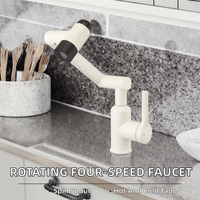 Robinet de cuisine en céramique XILAIDUN de haute qualité à poignée unique avec double mode de pulvérisation, finition blanc crème, construction en acier pivotant