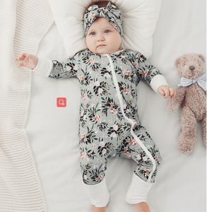 Hongbo Customized Design Bamboo Spandex <strong>Baby</strong> Footie Romper Newborn Long Sleeve Plain <strong>Baby</strong> <strong>Organic</strong> Cotton <strong>Baby</strong> Pajamas <strong>Clothes</strong>