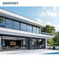Sunnysky Portes coulissantes en verre trempé à double vitrage Entrée insonorisée Hôtels Balcon Patio Cadre en fibre de verre en aluminium