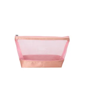 China supplier mesh Beauty Travel Toiletry bag Custom logo Cosmetic bag Make Up bag