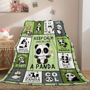 Couverture rectangulaire à imprimé Panda mignon, en polyester et coton, décoration de la maison, douce et confortable, utilisation quatre saisons - Product Image 2
