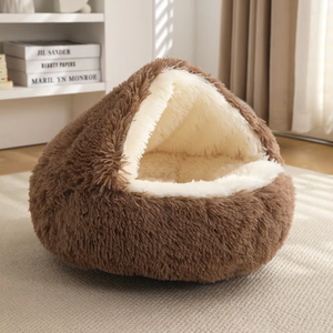 Cama para Perros y Gatos Semicerrada de Lujo, Cálida para Invierno, Ecológica, Cómoda, Estilo Adorable, Hecha de Piel Sintética Duradera - Product Image 5
