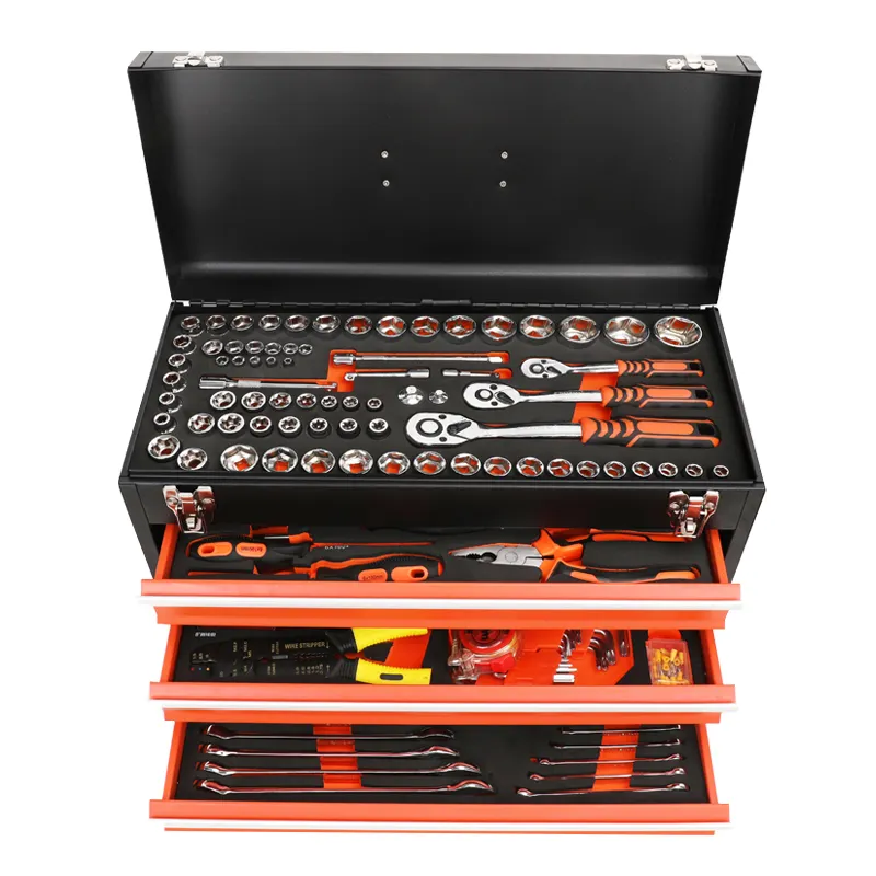408pcs Tool Cabinet Drawer Tool Box Slides 3 Drawers 1/2 3/8 1/4 24 Teeth 72 Teeth Tool Set Box Cabinet