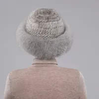 Mode Hot Sale Fox Pelz besatz Roller Nerz Pelzmütze Gestrickt Winter Warme Pelzmütze für Frauen