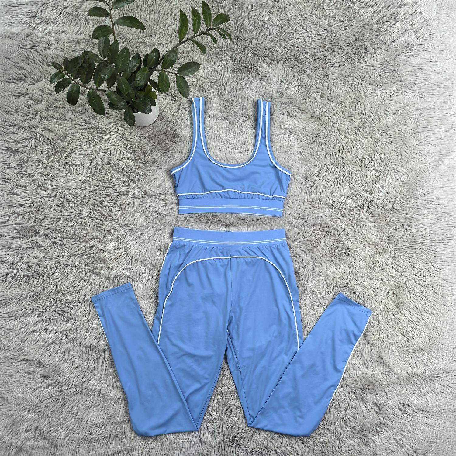 High Waist Belly Control Yoga Set Sleeveless Sports Vest Short Skinny Solid Worsted Casual Fitness Suit Wholesale Custom logo