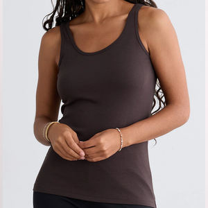 Camiseta de Tirantes Tejida para Mujer, Lista para el Verano, 100% Algodón, Elástica, Transpirable, de Secado Rápido, Antiencogimiento, Antipilling, Color Sólido, para la Playa - Product Image 5