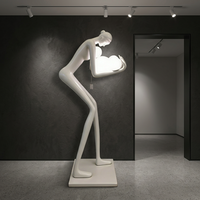 Grande sculpture en fibre de verre pour décoration de centre commercial, mobilier de salon, sculpture abstraite de fille tenant une boule, pour décoration de chambre