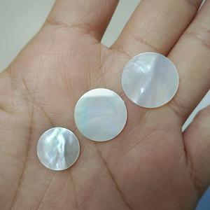 Corte redondo de nácar natural de 16-18 mm, doblemente plano, concha blanca, piedra preciosa para la fabricación de joyas. - Product Image 4