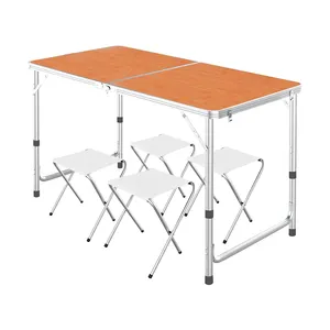 キャンプ用の4フィートのテーブルと椅子セット、キャンプ用の120cmの折りたたみ式テーブル、1.2mのキャンプビーチテーブルスマートなデザイン省スペース