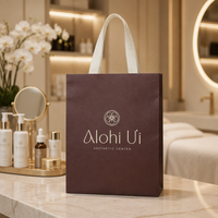 Custom Printed Classic Rectangle Paperboard Christmas Gifts Bags Ribbon Handles Packaging for Beauty Salon Shopping Bags