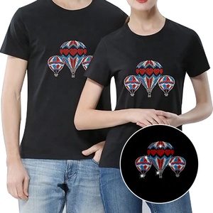 <span class=keywords><strong>T</strong></span>-shirts d'é<span class=keywords><strong>t</strong></span>é pour femmes avec <span class=keywords><strong>strass</strong></span> brillants Casual Bling Tee Tops en 3D Print Plaid Design - Product Image 3