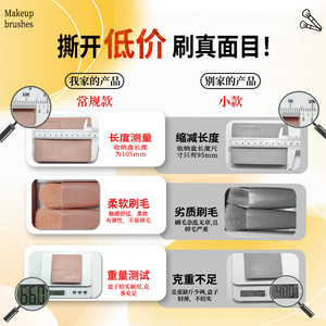 Travel Size 5 Piece Makeup <b>Brush</b> Set Mirror Portable Powder Blush Face Synthetic Fibers Plastic Handle <b>Round</b> China - Product Image 3