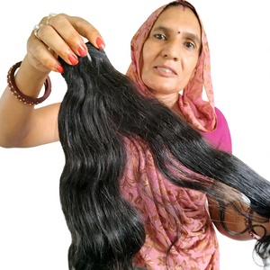 Extensiones de Cabello Remy Indio 100% Natural con Cutícula Alineada, Doble Trama a Máquina, 100g, Ondulado Natural Negro, Alta Calidad, Todos los Colores - Product Image 1