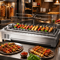 Nouveau Grill Électrique Rotatif Automatique Sans Fumée en Acier Inoxydable pour Brochettes de Mouton, 16 Brochettes, 3400W, Multifonctionnel Intérieur/Extérieur