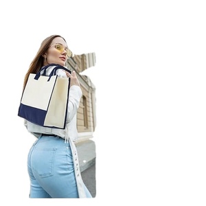 Sac fourre-tout en toile bicolore, sac à main en coton durable et réutilisable pour le travail, le bureau et les trajets quotidiens - Product Image 3