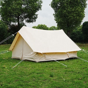 Tente familiale en toile de coton de type A, double porte, imperméable, pour 4 personnes, personnalisable, pour le camping en plein air - Product Image 4