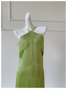 Oudina ชุดเดรสยาวเปิดหลังแต่งพู่แขนกุดชุดเดรสออกงานเลี้ยงอาหารค่ำ<span class=keywords><strong>หรู</strong></span>หราทันสมัย - Product Image 3