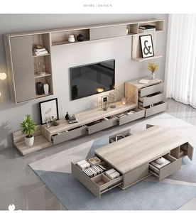 โมเดิร์นไม้เมลามีนสูงทีวีคอนโซลตู้สำนักงานทีวียืนตู้ใหญ่บ้านห้องนั่งเล่นเฟอร์นิเจอร์ตู้ - Product Image 2