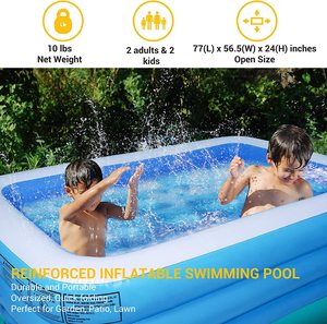 Outdoor Inflatable Swimming <strong>Pool</strong> Full-Sized Above <strong>Ground</strong> Kiddle Family Lounge <strong>Pool</strong> for Adult, Kids, Toddlers, Blue - Product Image 3