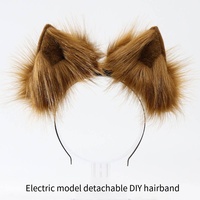Bandeau Électrique en Peluche POWER avec Oreilles d'Animaux, Rechargeable, pour Halloween, Cosplay, Oreilles de Renard Réalistes Amovibles et Mobiles