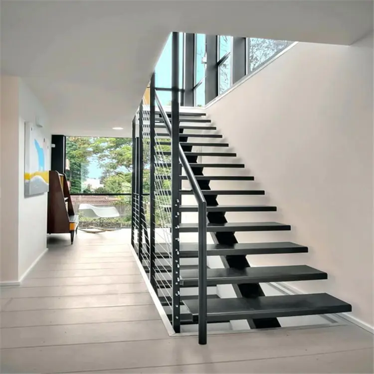 Portable Stairs Wood & Glass Tread Stairs Floating Cantilevered Staircase Cost