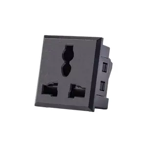 Grosir 3 pin steker listrik hitam Universal Outlet elektrik Extender multifungsi modul soket Internasional