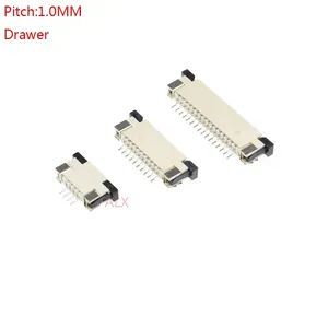 FFC FPC soket konektor kabel PITCH 1.0MM tinggi 2.5MM SMD laci atas soket tipe kontak 4P 6P 8P 10P 12P 16P 20P 30P 40P