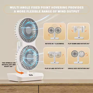 Ventilateur oscillant de bureau portable rechargeable 2026 avec batterie 2000 mAh, double tête 360 degrés, alimentation par batterie pour la maison – Idéal pour l'été - Product Image 2