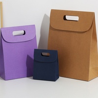 Emballage Cadeau Cosmétique Mariage Marron Noir Blanc Artisanat Shopping Kraft Flip Candy Flip-Top Sac Cadeau en papier avec poignée découpée