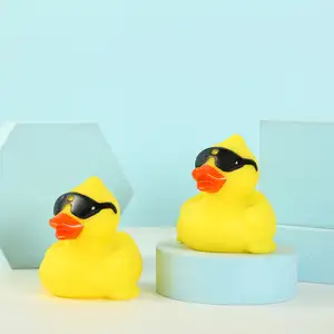 New Style Custom Logo Sunglasses Ducks Swimming Sound Floating Shower Baby Toys Yellow Rubber Duck Bath